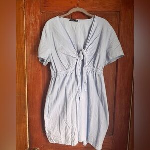 SHEIN Light Blue Mini Dress with Front Tie